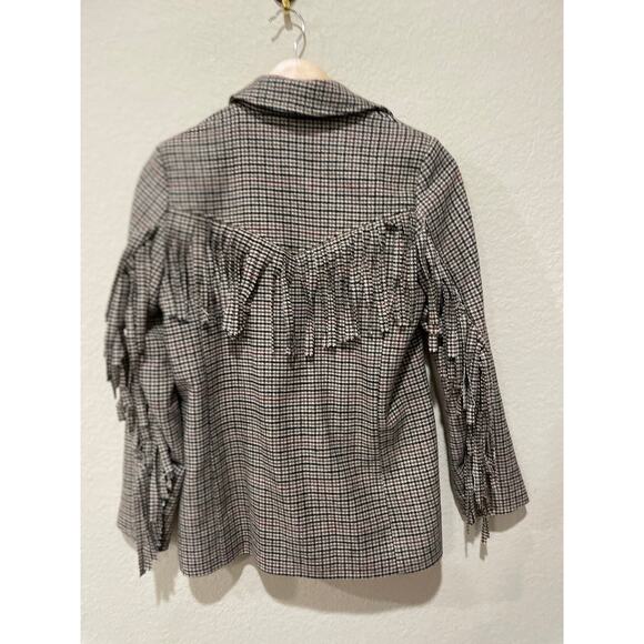 RAILS Jagger Fringe Blazer In Mustard Mini Houndstooth Size XS - Picture 6 of 10